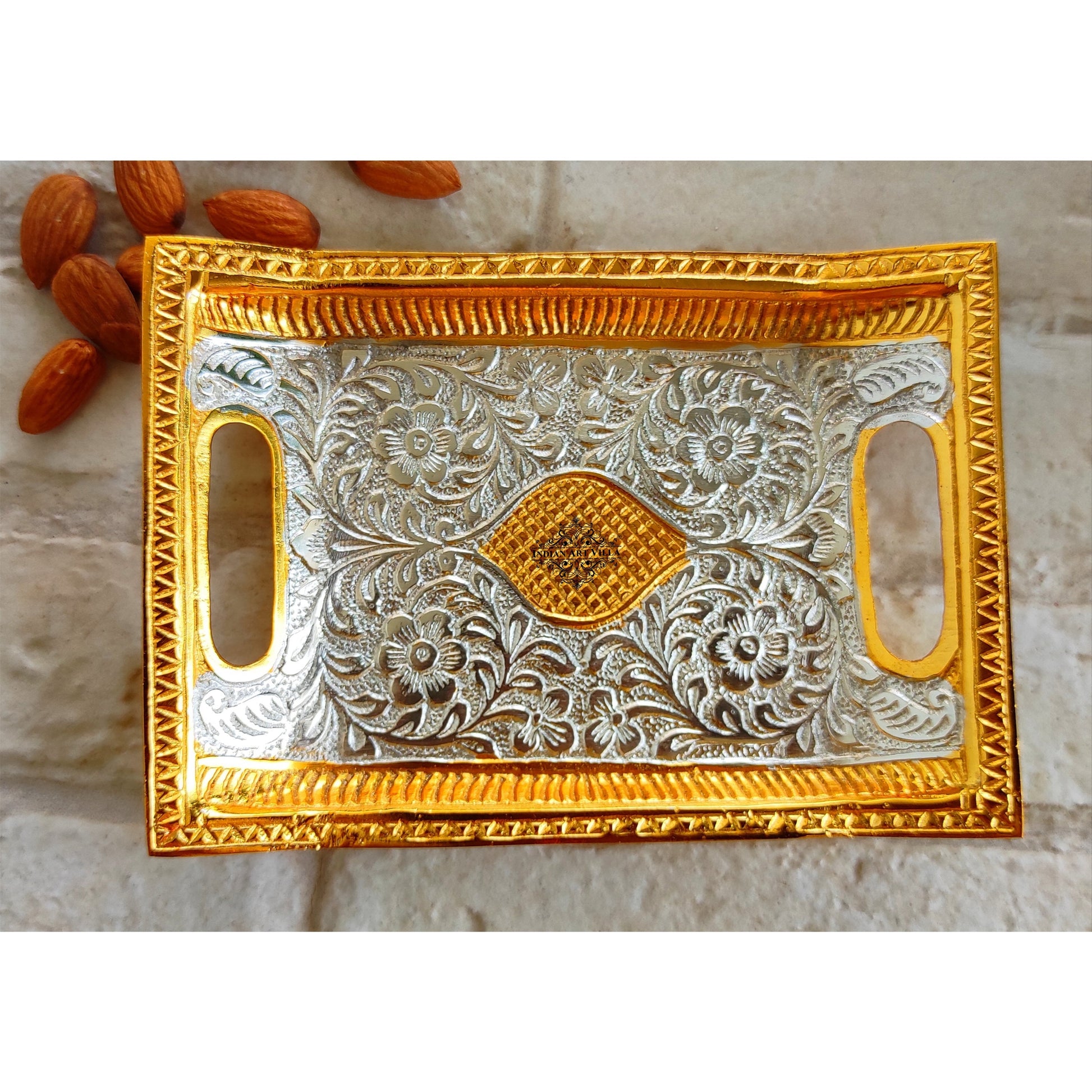 Silver-plated gold Polished Aluminum Engraved rectangular Platter