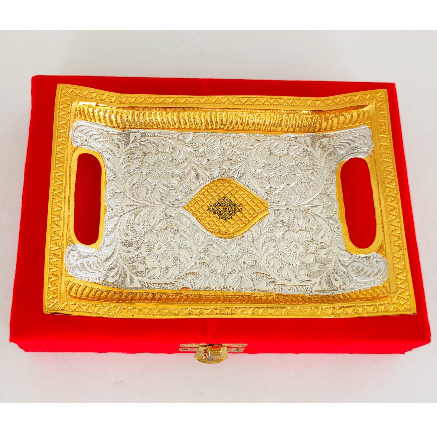 Silver-plated gold Polished Aluminum Engraved rectangular Platter