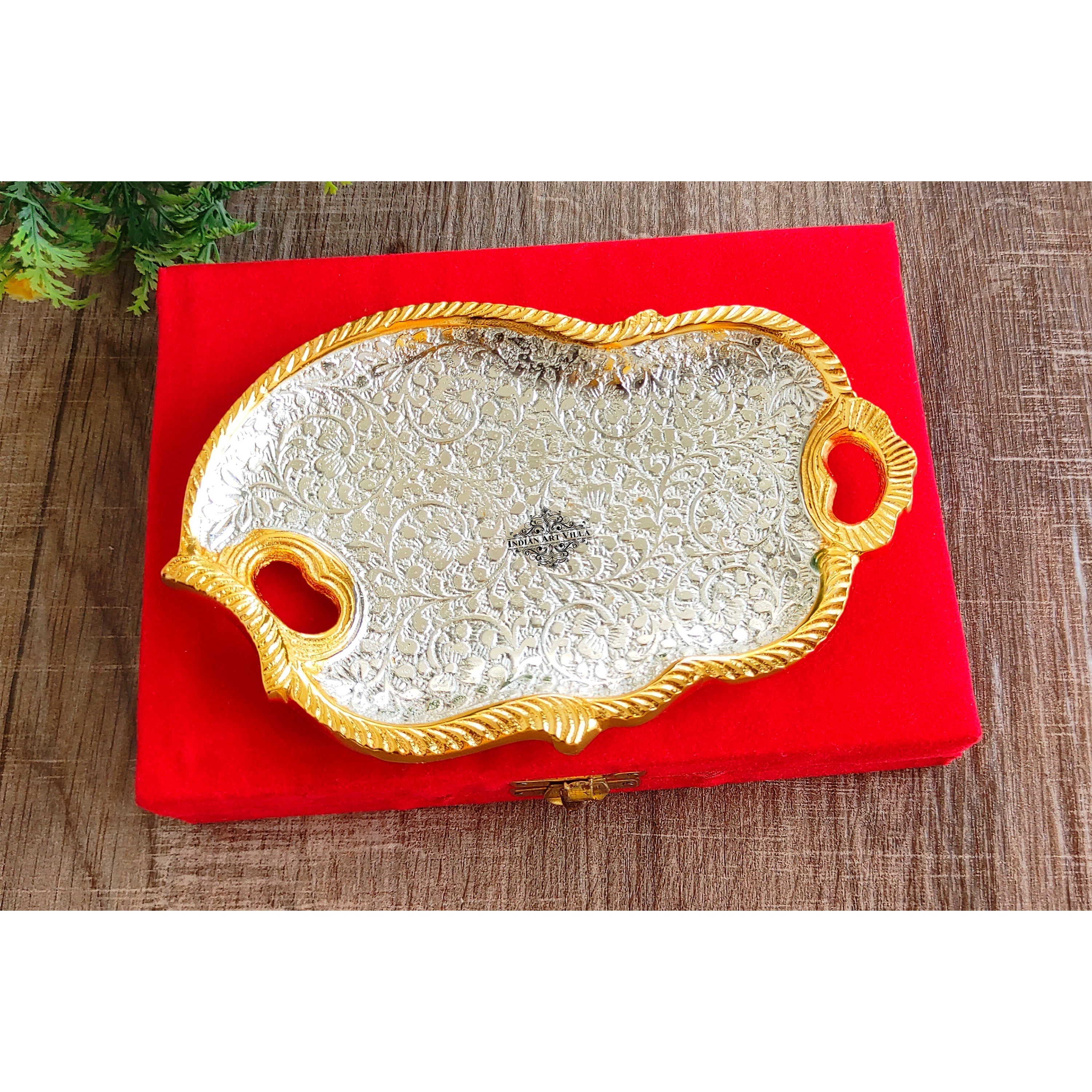 Silver Plated Gold Polished Aluminum Flower Designer Platter