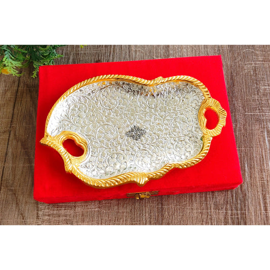 Silver Plated Gold Polished Aluminum Flower Designer Platter