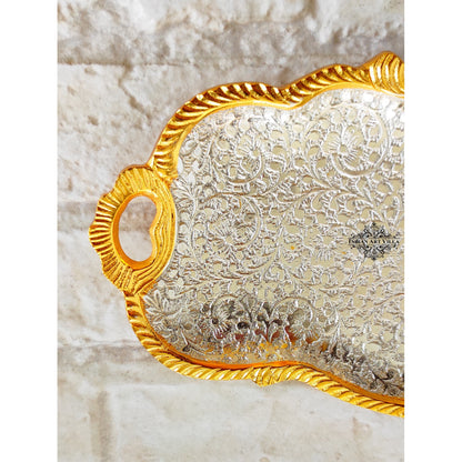 Silver Plated Gold Polished Aluminum Flower Designer Platter