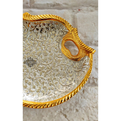 Silver Plated Gold Polished Aluminum Flower Designer Platter