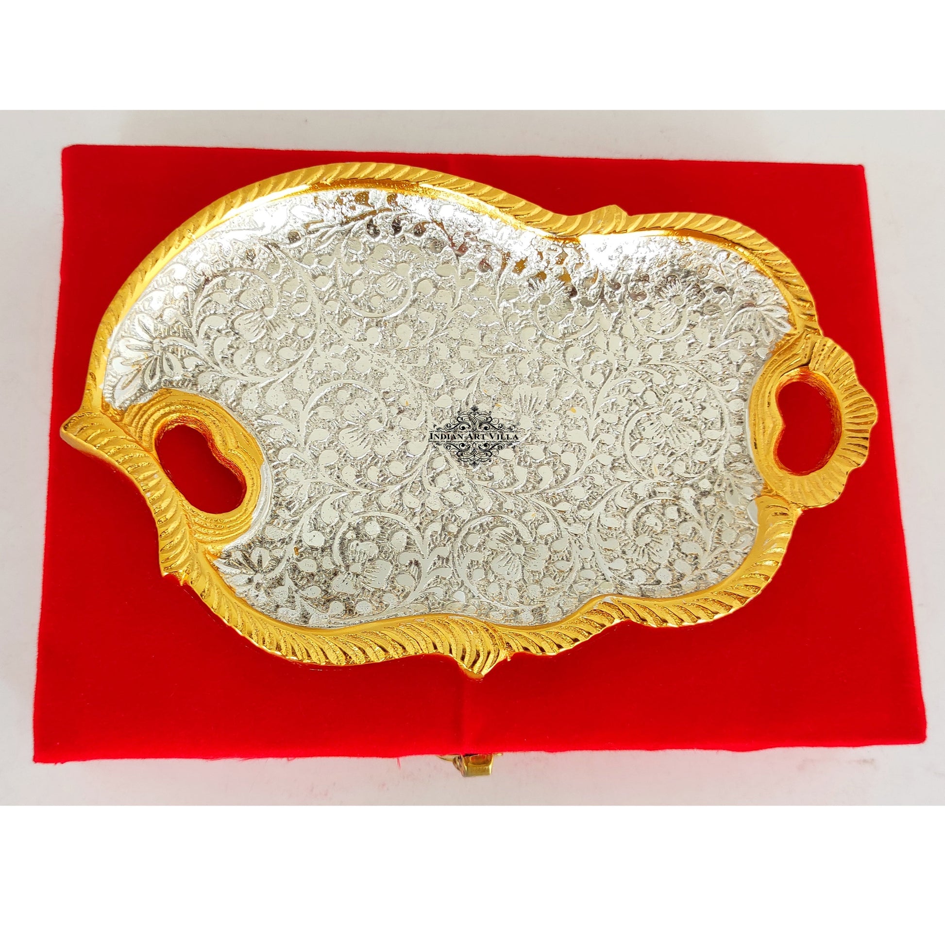 Silver Plated Gold Polished Aluminum Flower Designer Platter