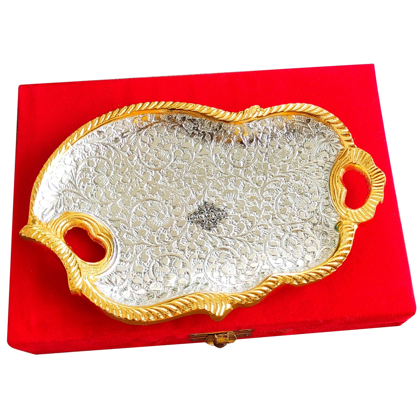 Silver Plated Gold Polished Aluminum Flower Designer Platter