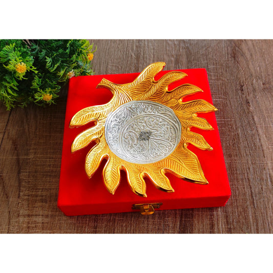 Silver-plated gold Polished Aluminum Flower Engraved Feather Design Decorative Platter