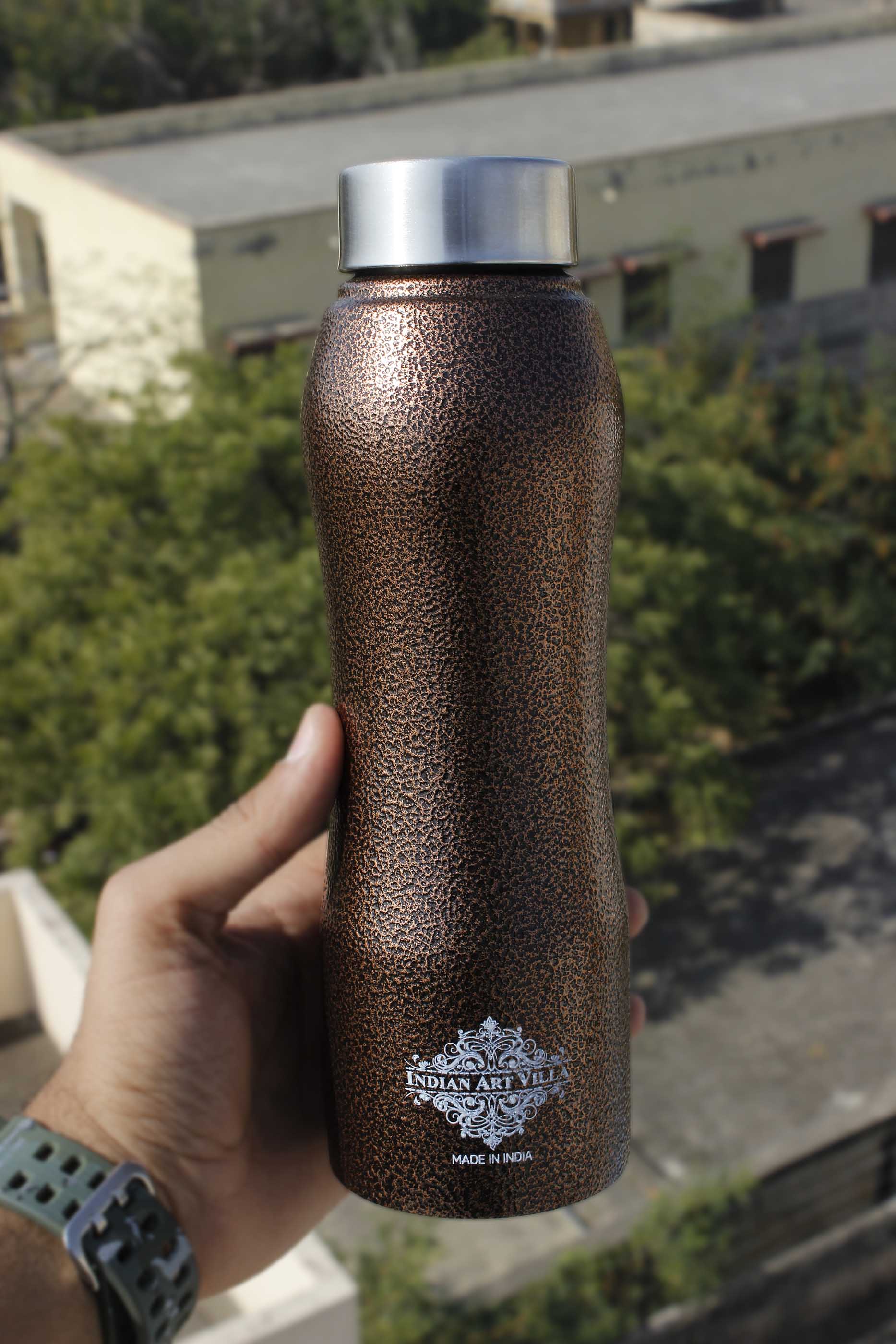 Pure Steel Bottle Ergonomic Design With Steel Cap Antique Copper 750 ML
