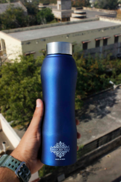Pure Steel Bottle Ergonomic Design With Steel Cap Blue Matt, 750 ML