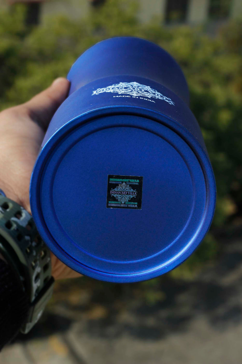 Pure Steel Bottle Ergonomic Design With Steel Cap Blue Matt, 750 ML