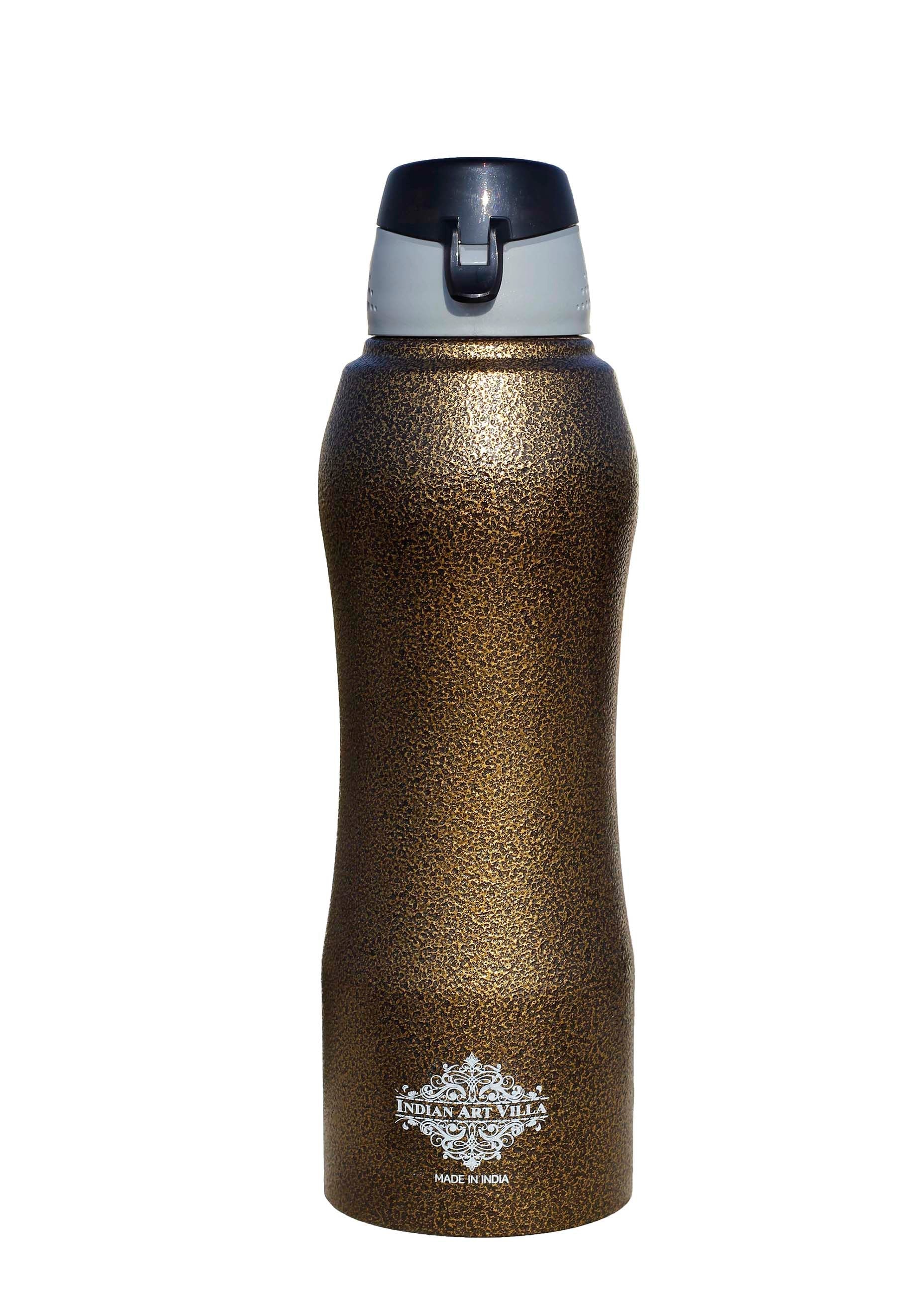 Pure Steel  Bottle Enorgonomic Design New Sipper Cap Antique Gold
