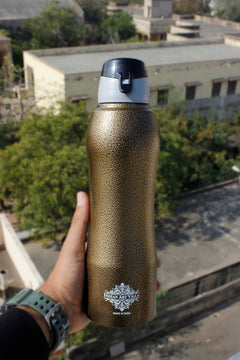 Pure Steel  Bottle Enorgonomic Design New Sipper Cap Antique Gold
