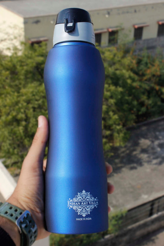 Steel  Bottle Enorgonomic Design New Sipper Cap Blue Matt