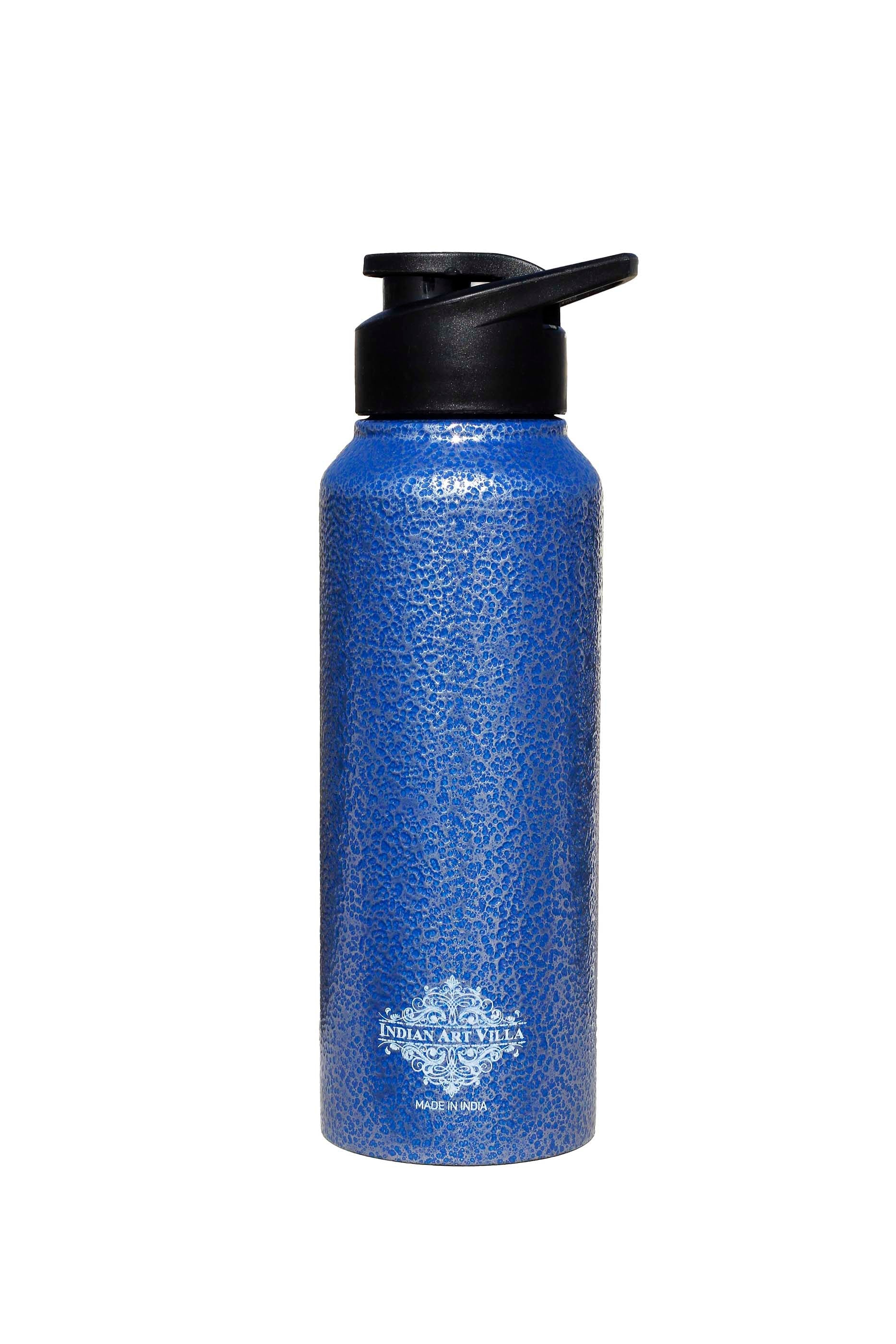 Steel Flat  Bottle With Sipper Cap Antique Blue 750 ML