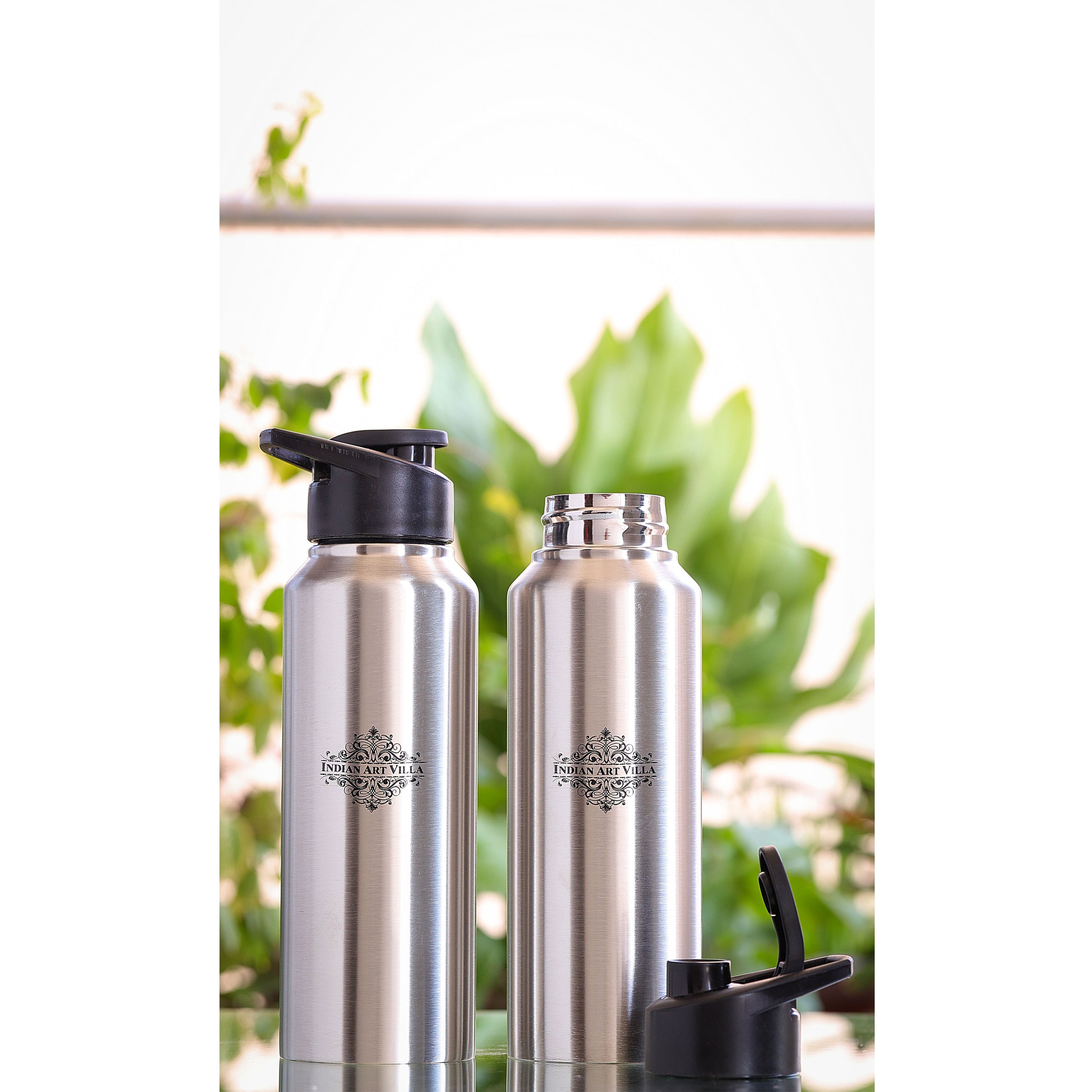 Stainless Steel Flat Design Water Bottle With Sipper Cap, Volume- 750 ML, Set Of - 2