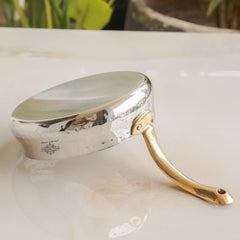 Pure Stainless Steel Curved Design Serving Sauce Pan with Brass Handle