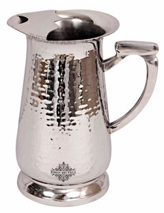 IndianAtVilla Handcrafted Pure Steel Jug Pitcher with Hammered Design, Drinkware, Serveware
