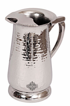 IndianAtVilla Handcrafted Pure Steel Jug Pitcher with Hammered Design, Drinkware, Serveware