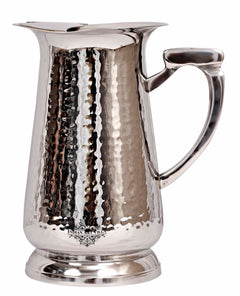 IndianAtVilla Handcrafted Pure Steel Jug Pitcher with Hammered Design, Drinkware, Serveware
