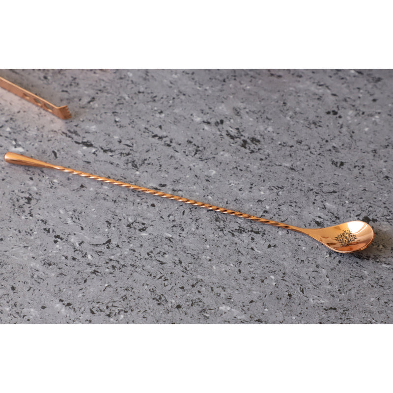 Handmade Pure Stainless Steel Copper Finish Bar Spoon, Length-28.45 cm