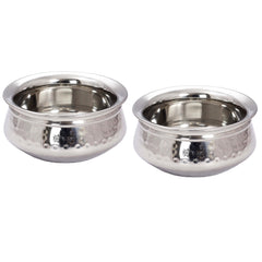 Stainless Steel Single Side Hammered Design Handi Bowl