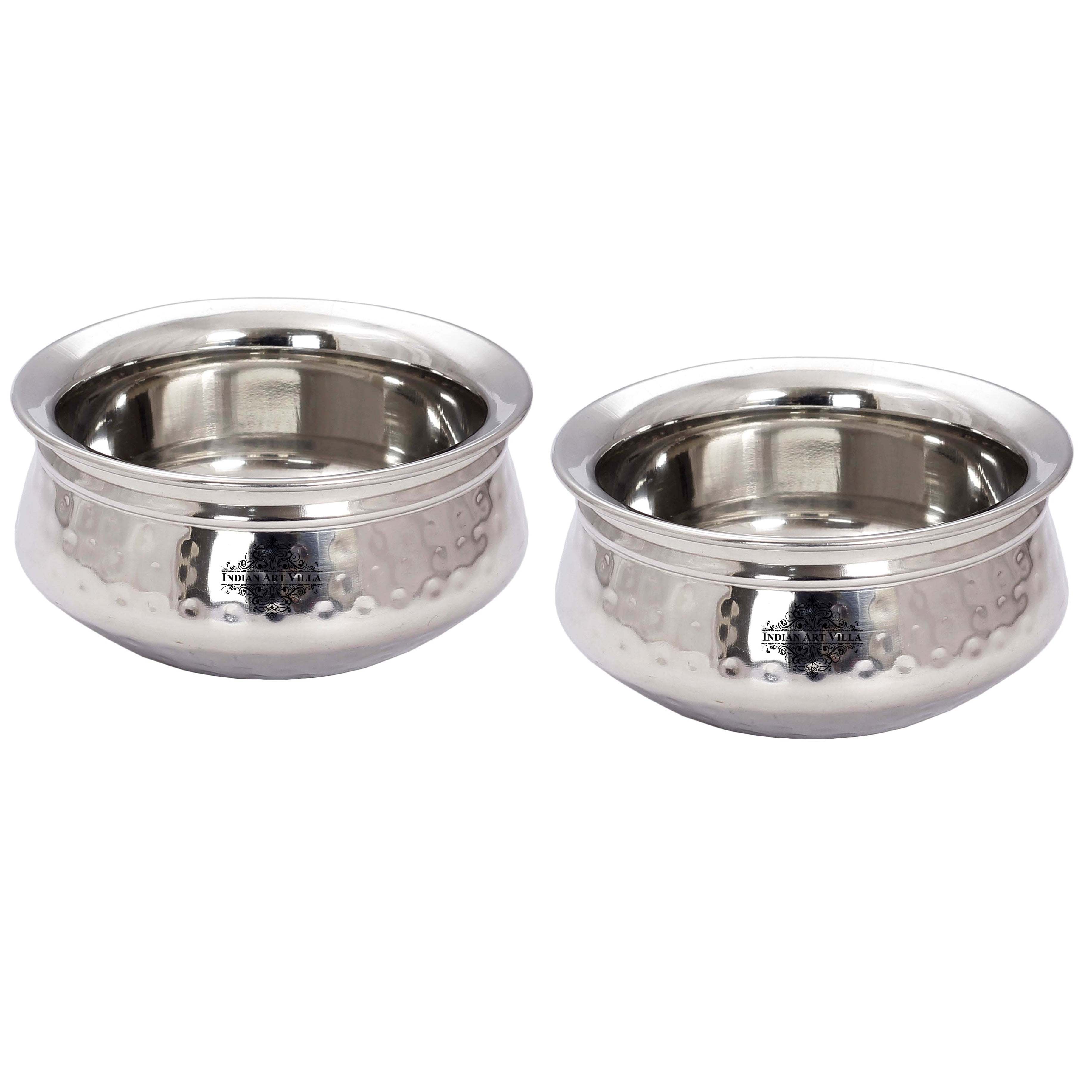 Stainless Steel Single Side Hammered Design Handi Bowl