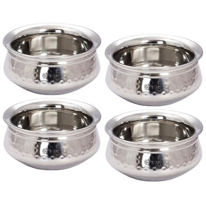 Stainless Steel Single Side Hammered Design Handi Bowl