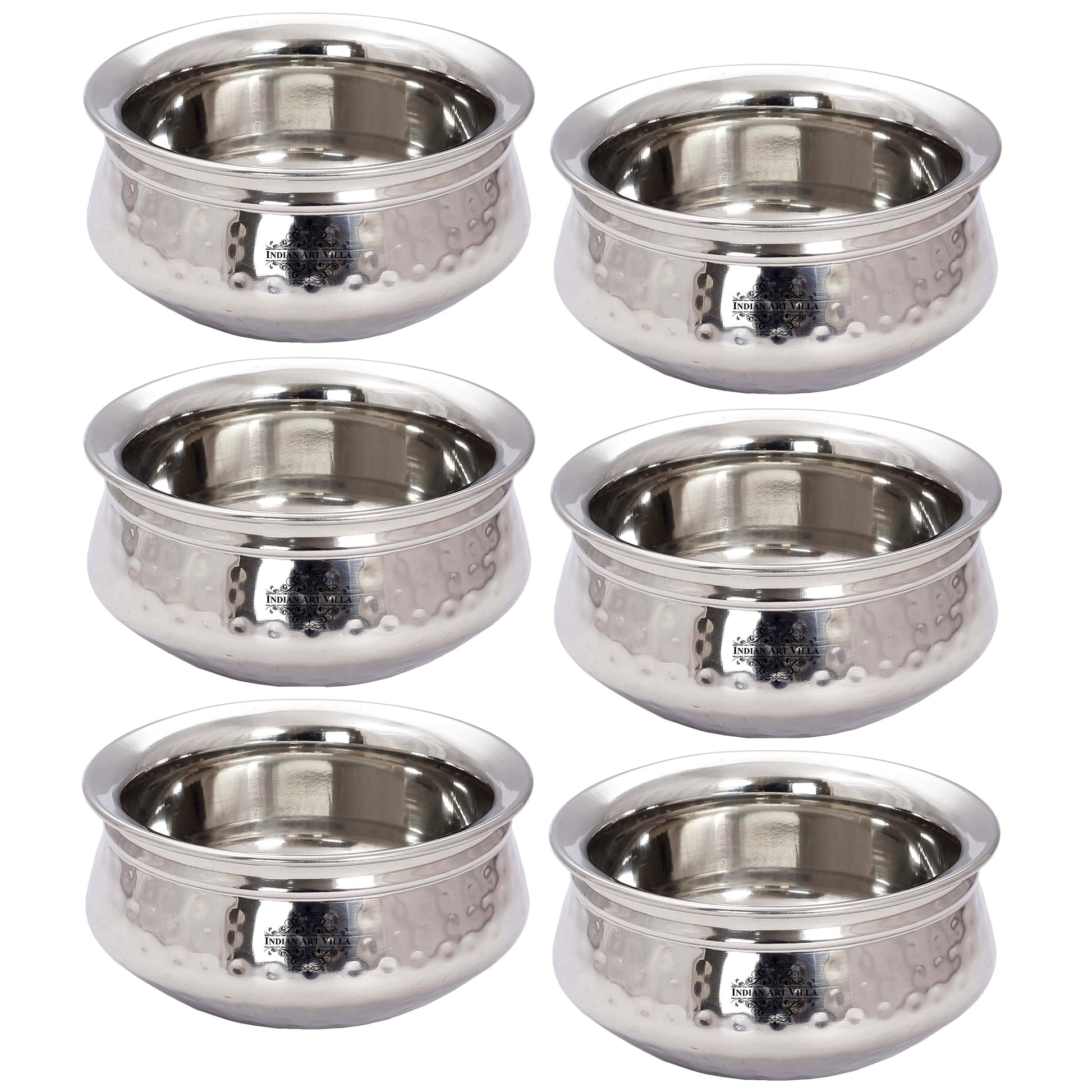 Stainless Steel Single Side Hammered Design Handi Bowl