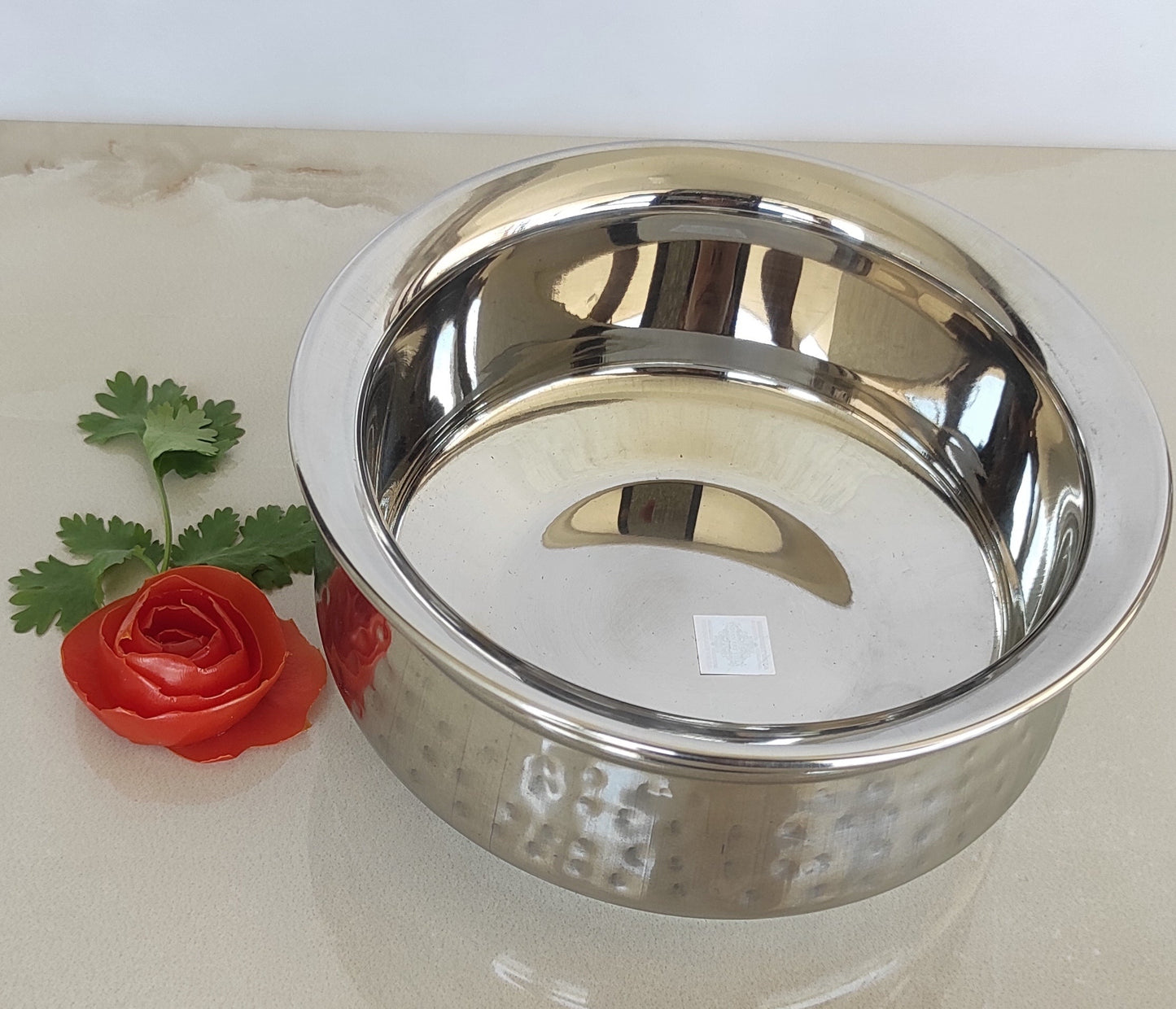 Stainless Steel Single Side Hammered Design Handi Bowl