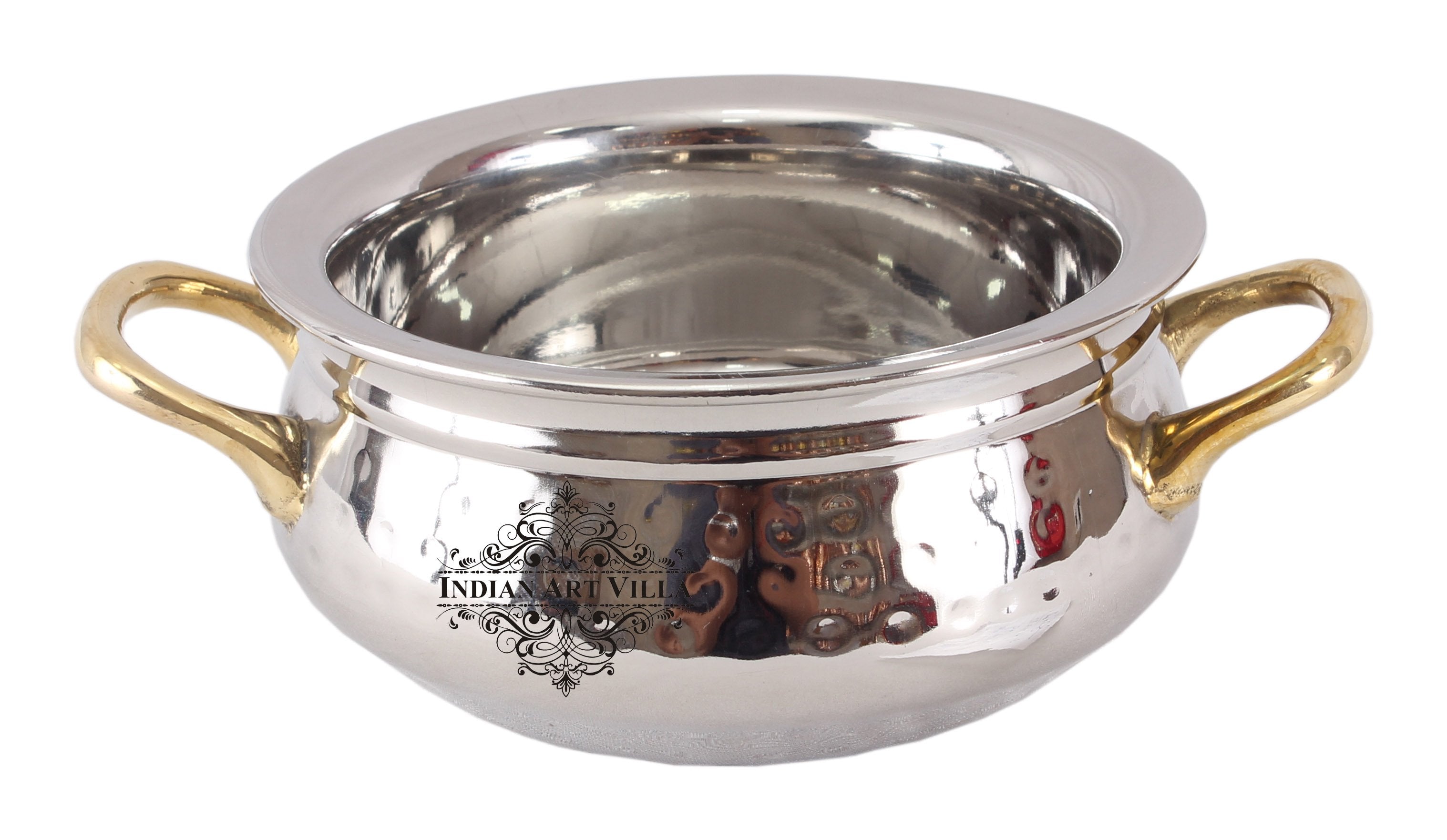 Pure Steel Hammered Desing Handi with Brass Handle