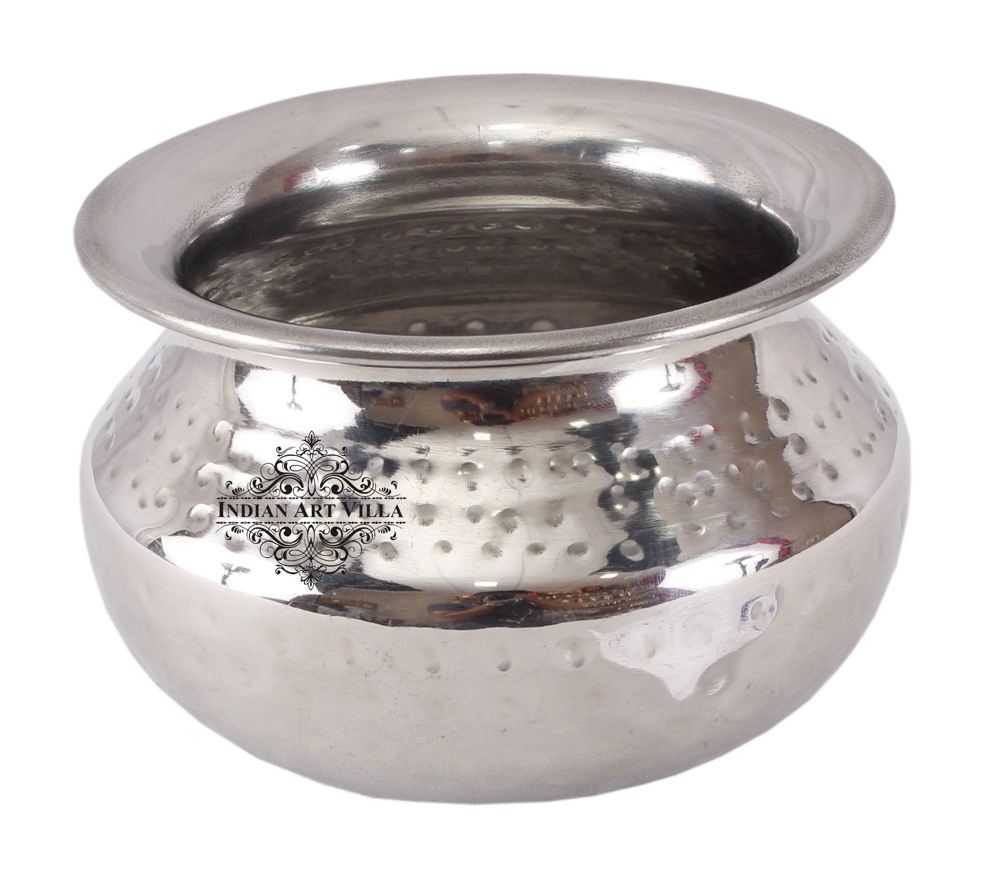 Handmade Steel Punjabi Handi with Hammered Design, Serveware & Tableware