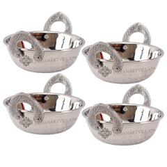 Steel Single Side Hammered Design Kadhai with Embossed Handle