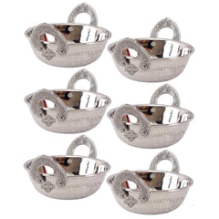 Steel Single Side Hammered Design Kadhai with Embossed Handle