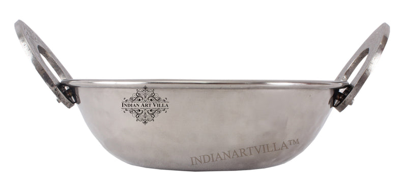 Handmade Pure Steel Hammered Design Wok with Embossed Design Handle
