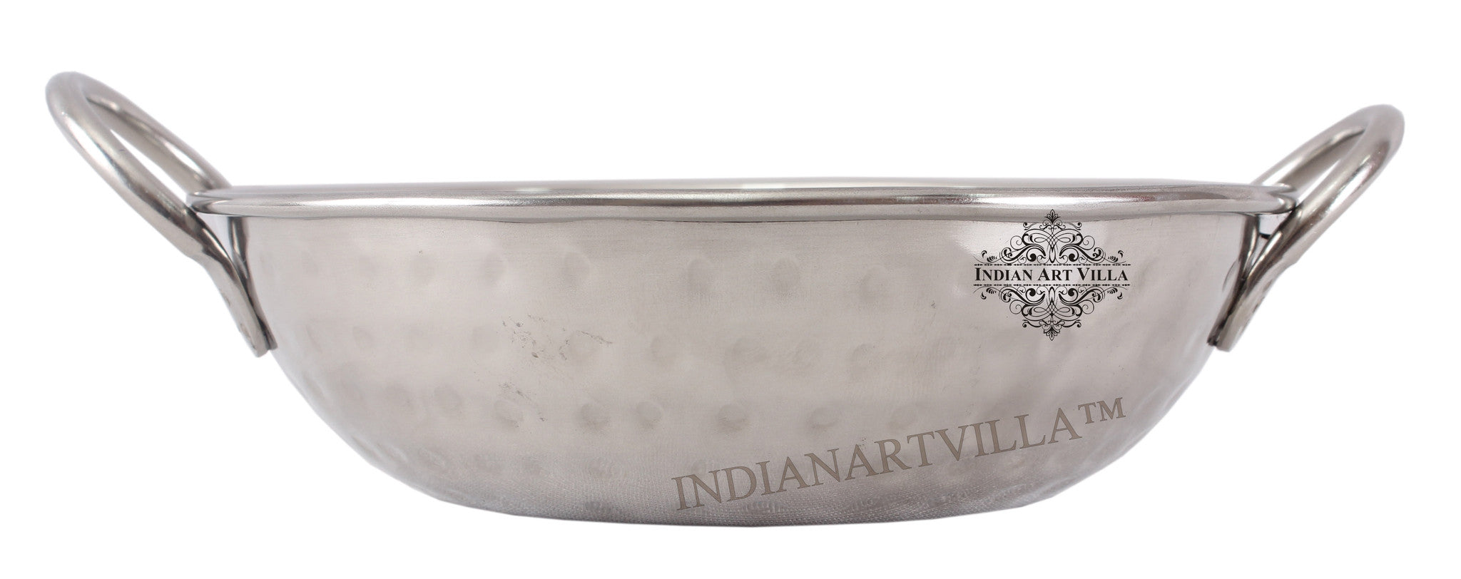 Handcrafted Pure Steel Hammered Design Kadhai Wok with Round Handle