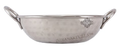Handcrafted Pure Steel Hammered Design Kadhai Wok with Round Handle