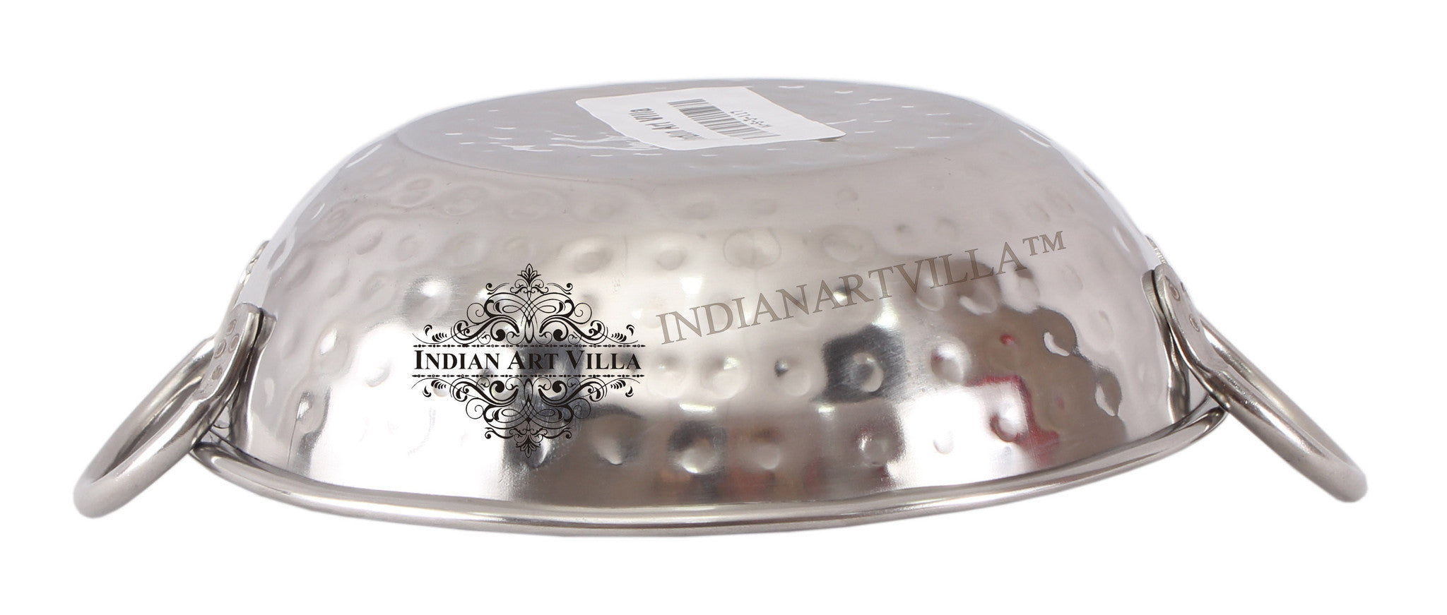 Handcrafted Pure Steel Hammered Design Kadhai Wok with Round Handle
