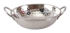 Handcrafted Pure Steel Hammered Design Kadhai Wok with Round Handle