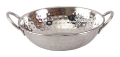 Handcrafted Pure Steel Hammered Design Kadhai Wok with Round Handle