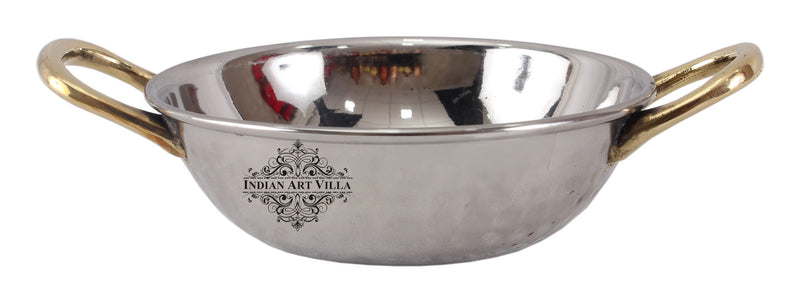 Pure Steel Hammered Design Kadhai with Brass Handle