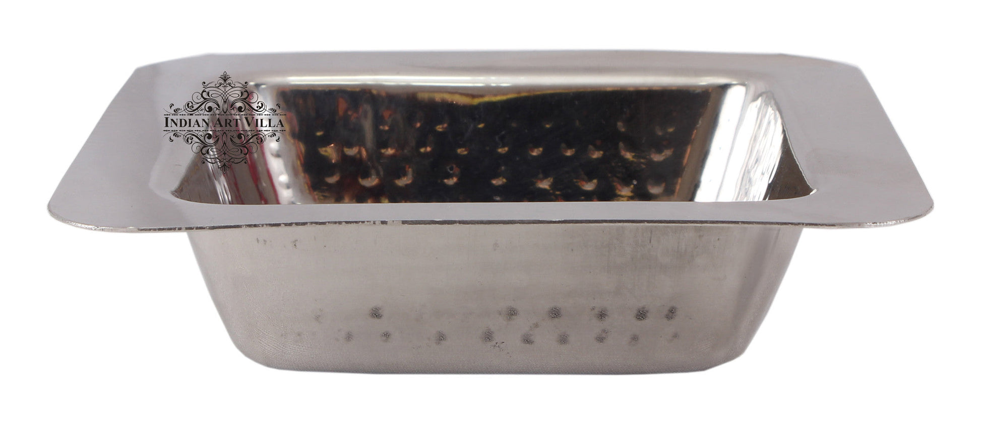 Steel Hammered Design Square Entrée Bowl