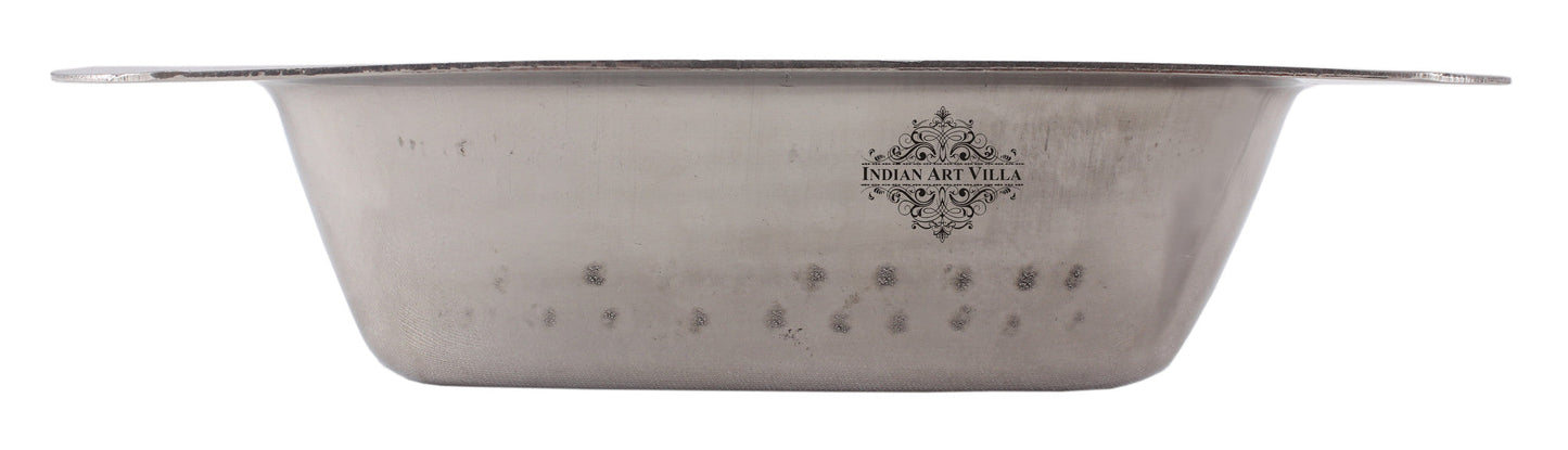 Steel Hammered Design Square Entrée Bowl