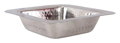Steel Hammered Design Square Entrée Bowl