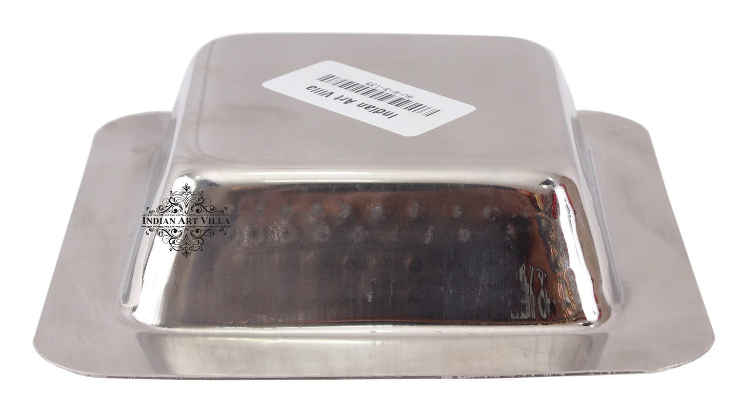 Steel Hammered Design Square Entrée Bowl