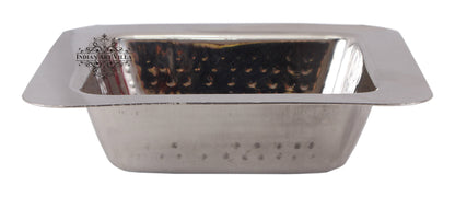 Steel Hammered Design Square Entrée Bowl