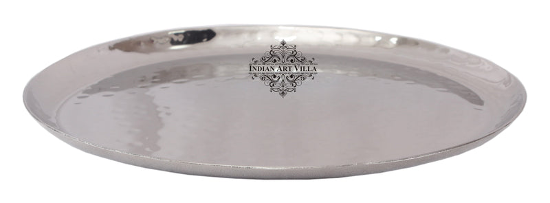 Pure Steel Hammered Design Round Platter Tray