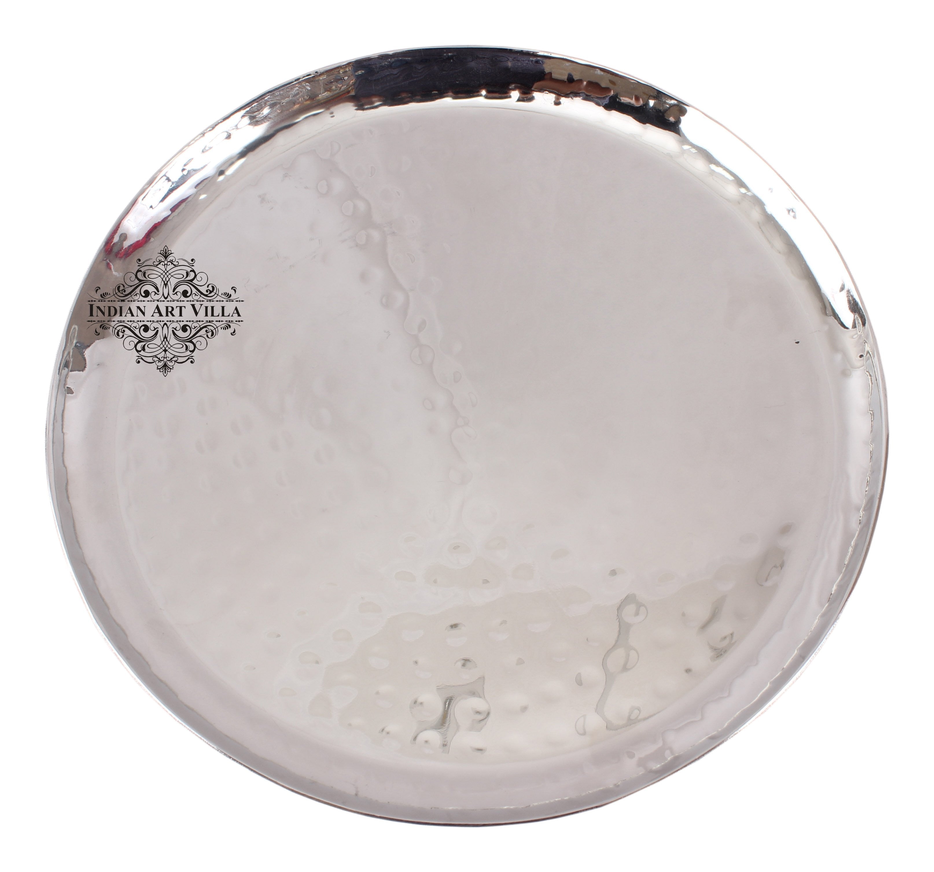 Pure Steel Hammered Design Round Platter Tray