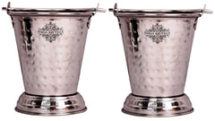 Hammered Steel Serving Bucket, Serving Vegetable Rayta Dishes, Silver