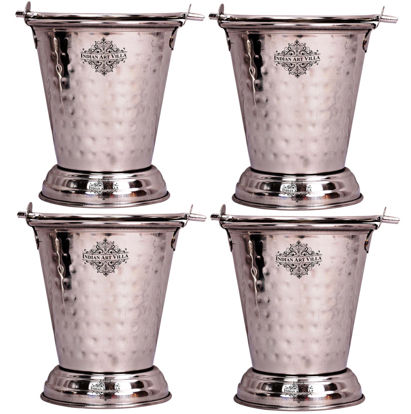 Hammered Steel Serving Bucket, Serving Vegetable Rayta Dishes, Silver