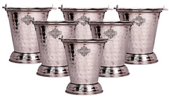 Hammered Steel Serving Bucket, Serving Vegetable Rayta Dishes, Silver