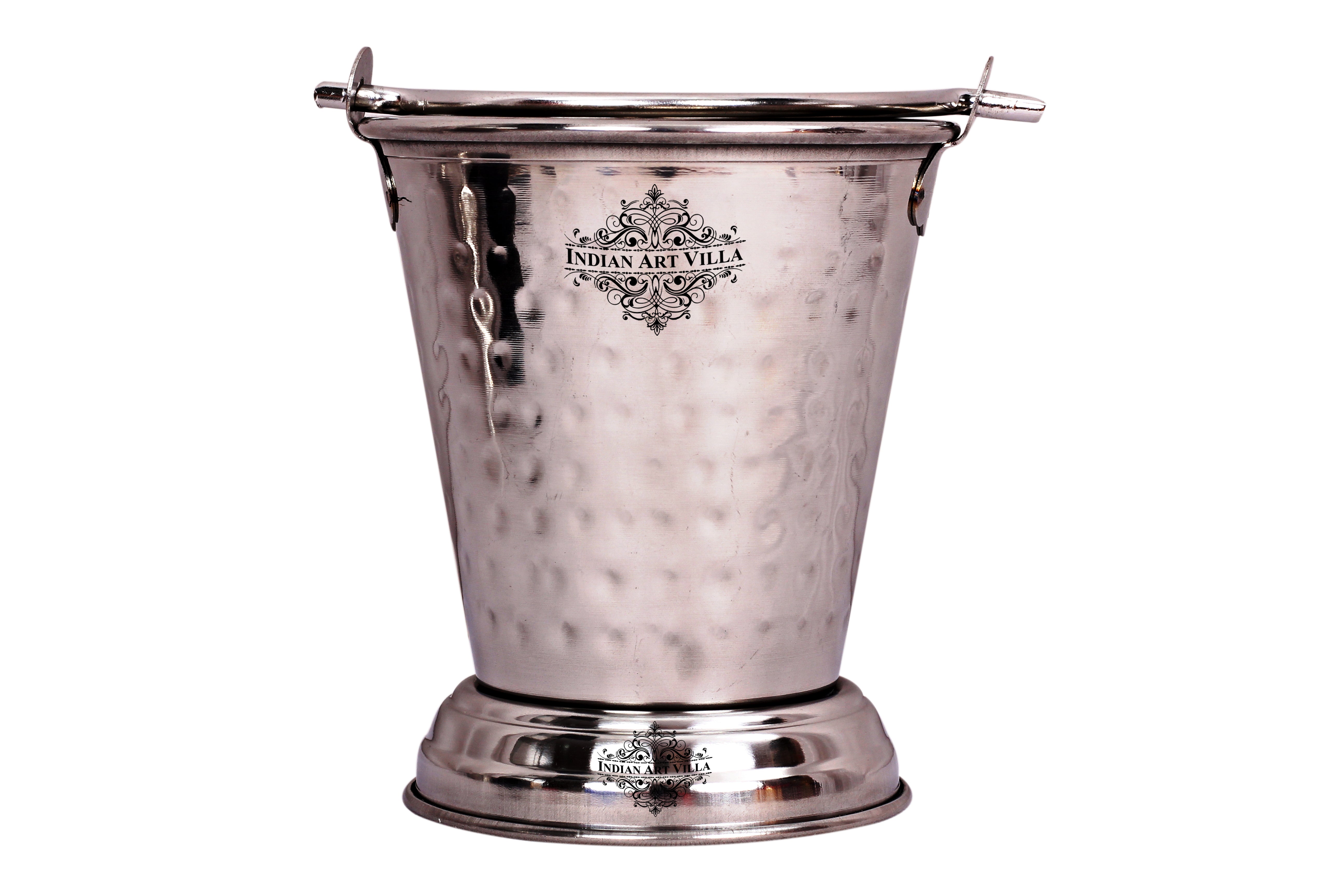 Hammered Steel Serving Bucket, Serving Vegetable Rayta Dishes, Silver