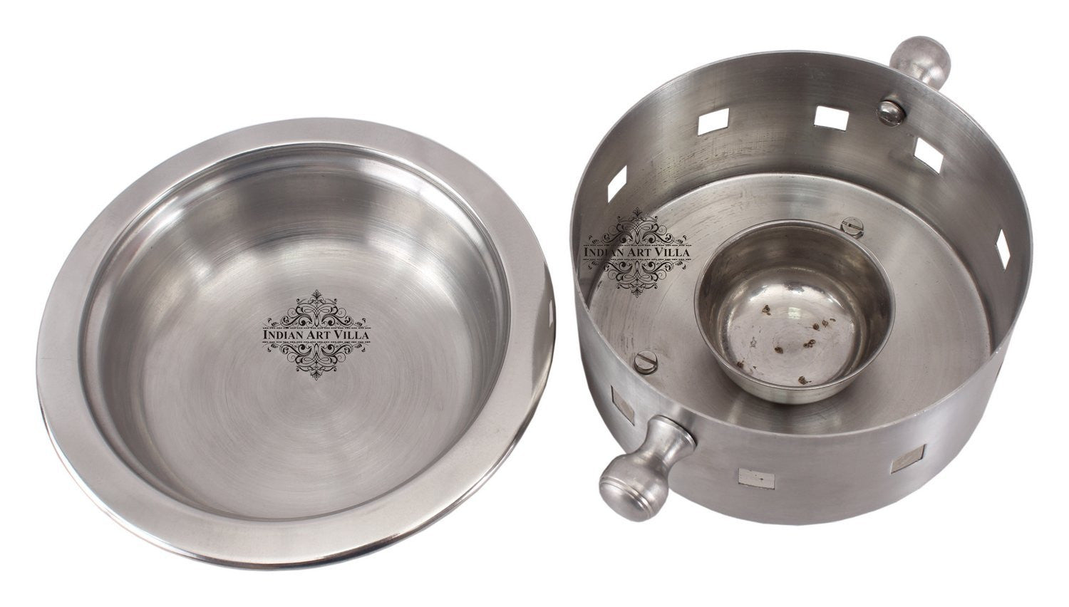 Pure Steel Snack Warmer with Fuel Bowl|Serving Dishes